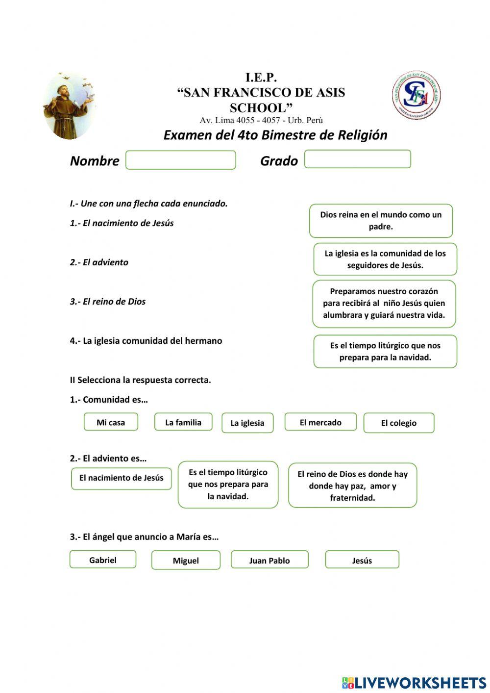 Examen de religión