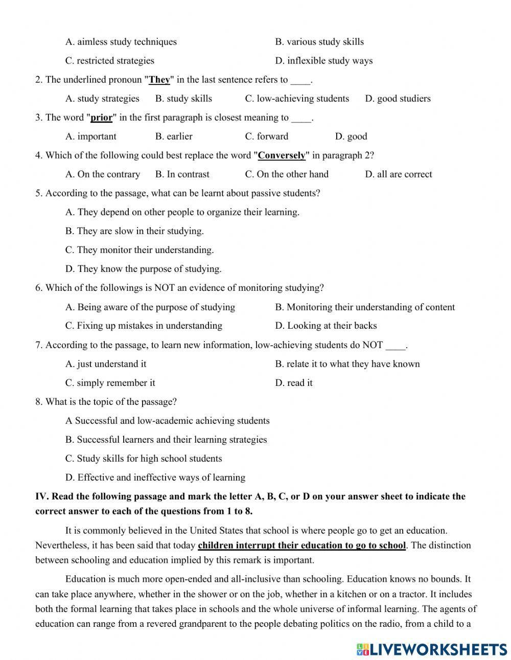Unit 10. lifelong learning  part 2: reading