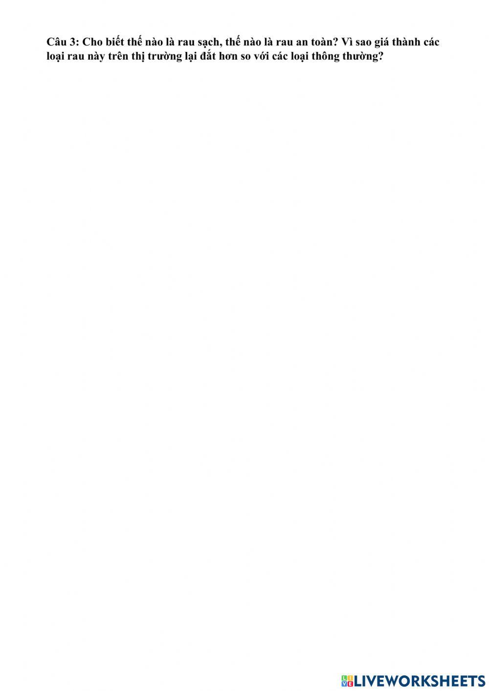 Bài kiểm tra bổ sung- công nghệ 10