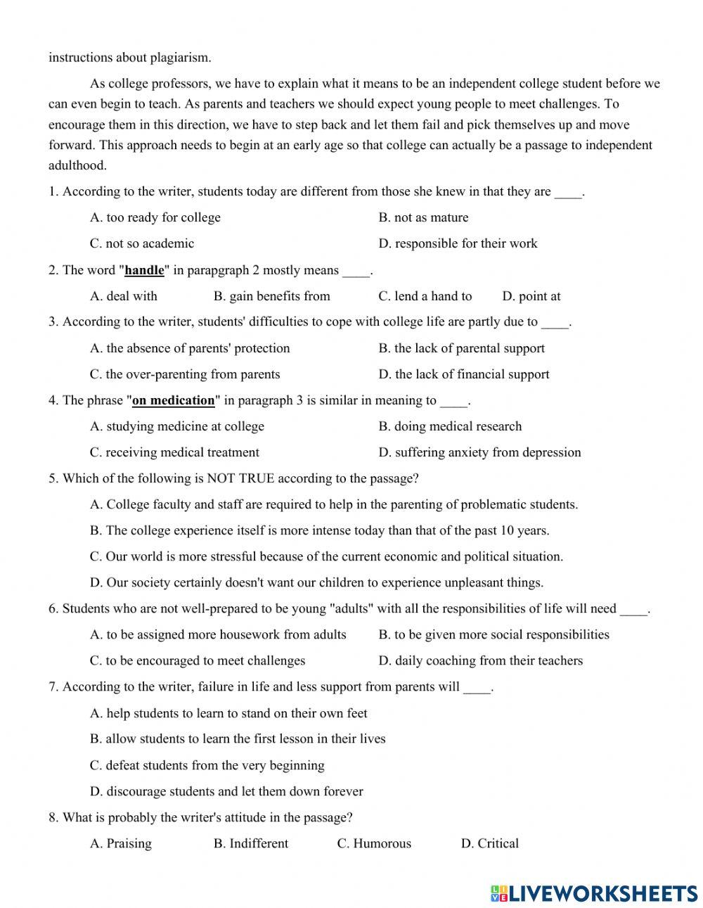 Unit 10. lifelong learning  test yourself