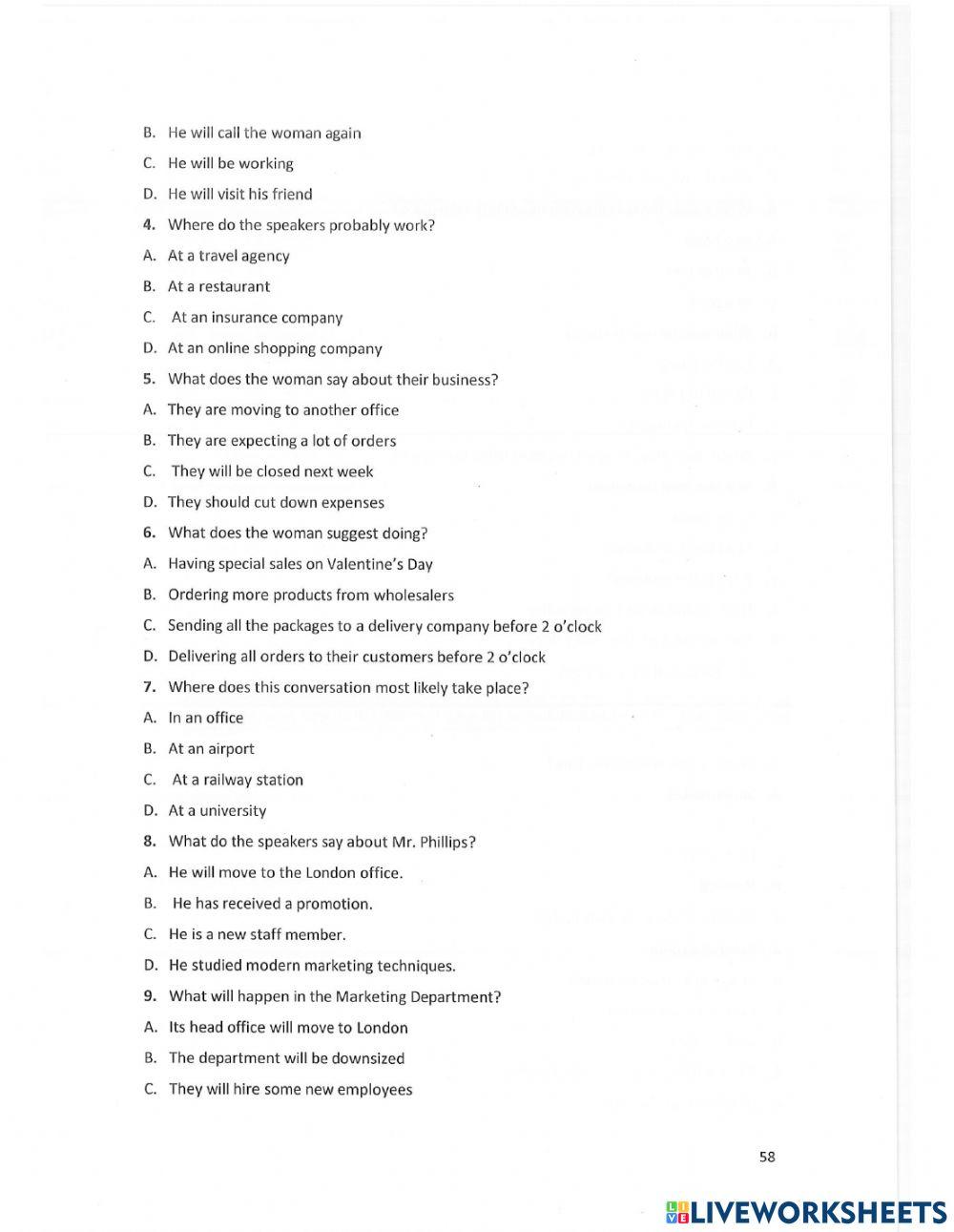 Unit 7 - listening - business activities