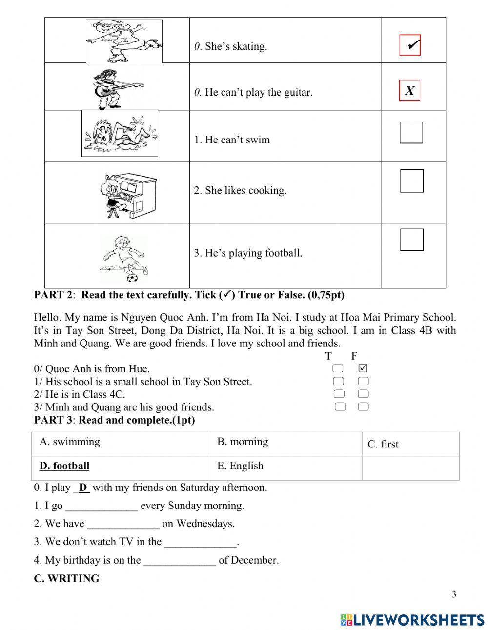 First term-Grade 4 -test 3