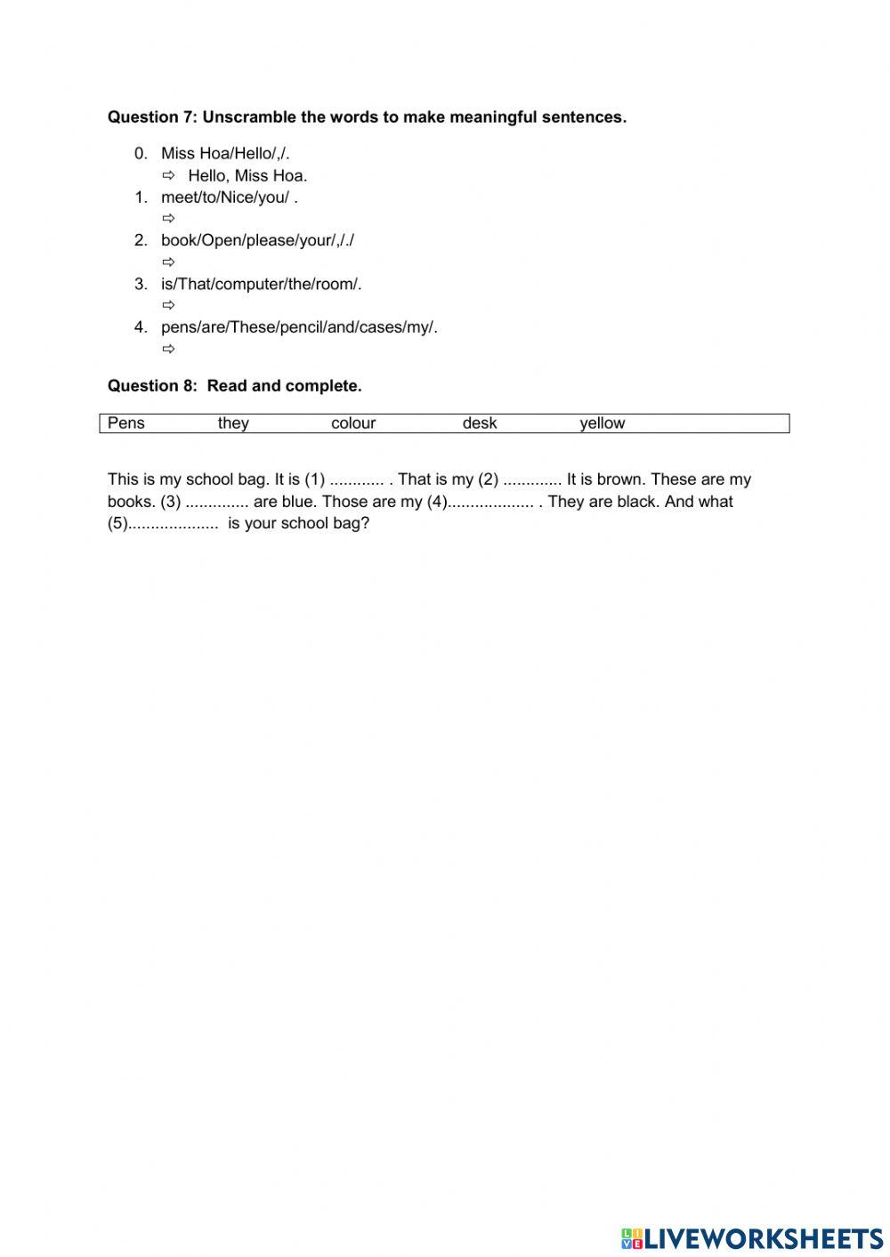 Grade 3 Test 1