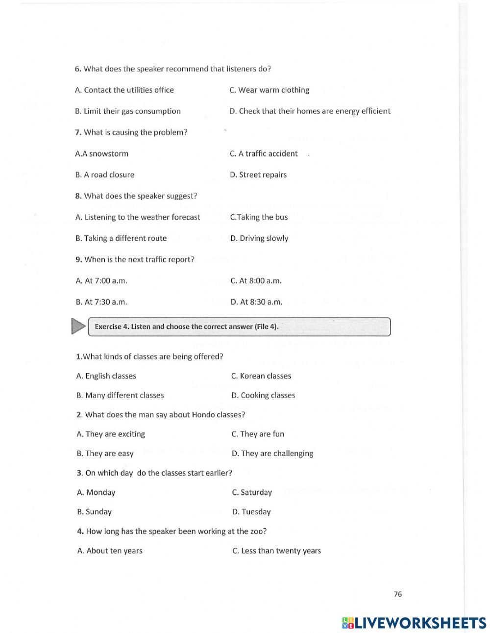 Unit 9 - listening - public places