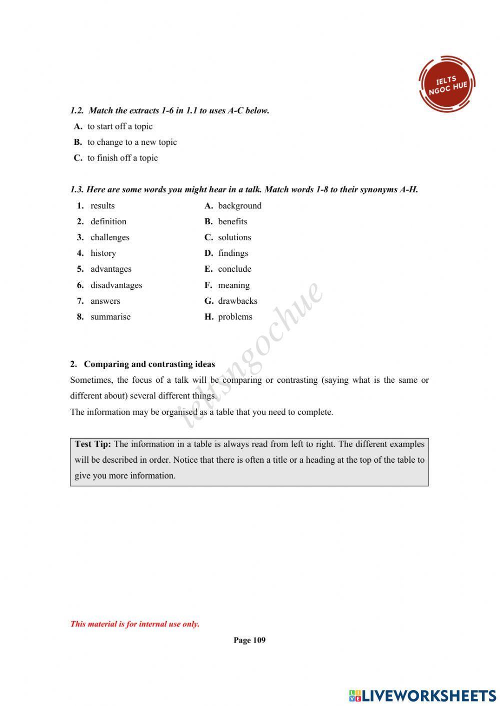 Unit 7 - listening - contrasting ideas