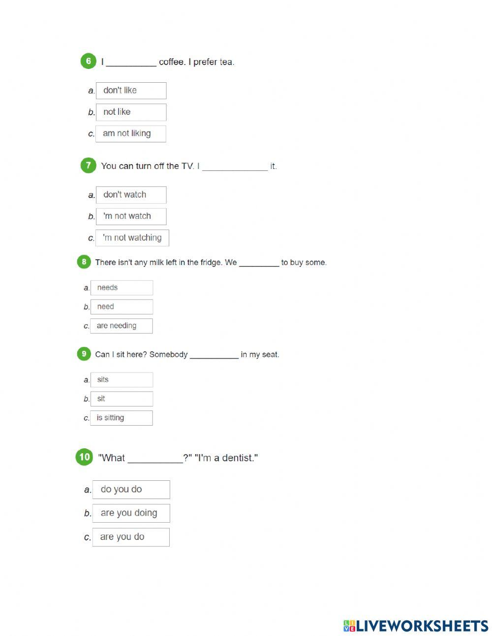Present Simple vs Present Continuous A2