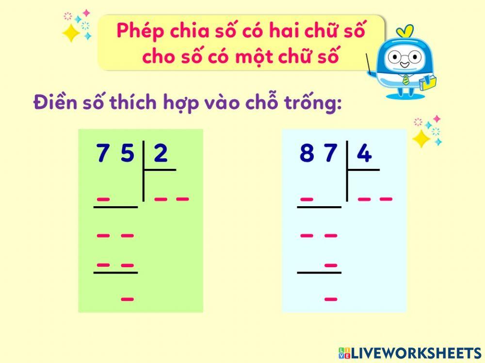Ôn tập - Chia số có hai chữ số cho số có một chữ số