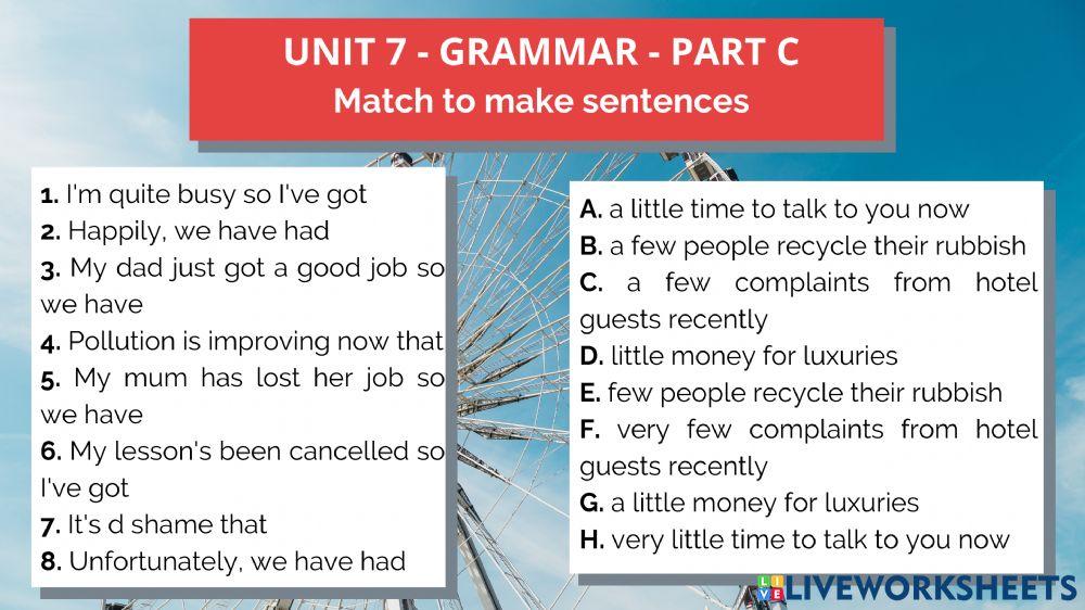 Unit 7 - grammar - part c worksheet | Live Worksheets