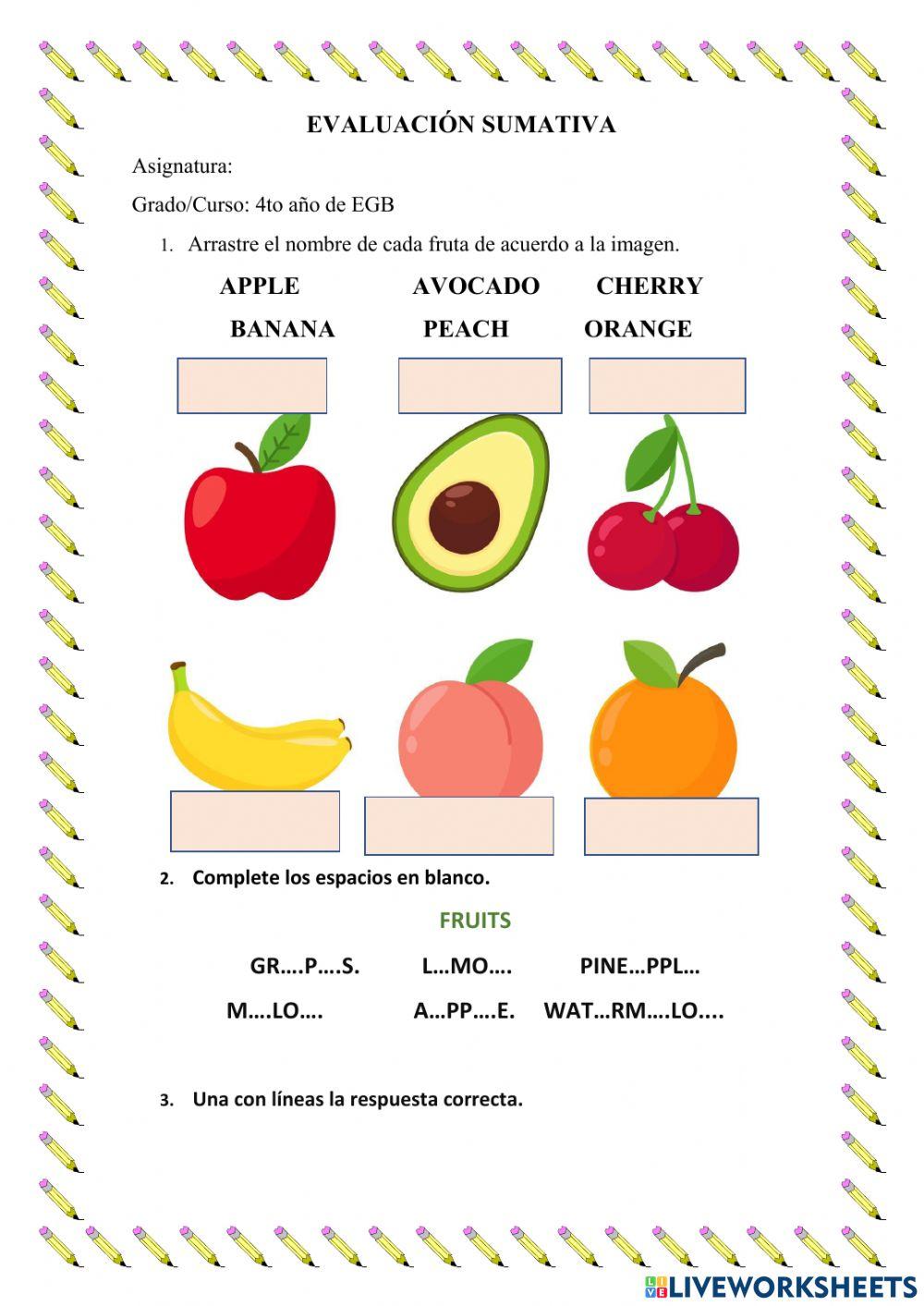 Evaluación sumativa inglés