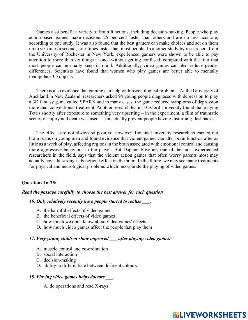 Practice Test for Reading & Vocabulary- Impact 3