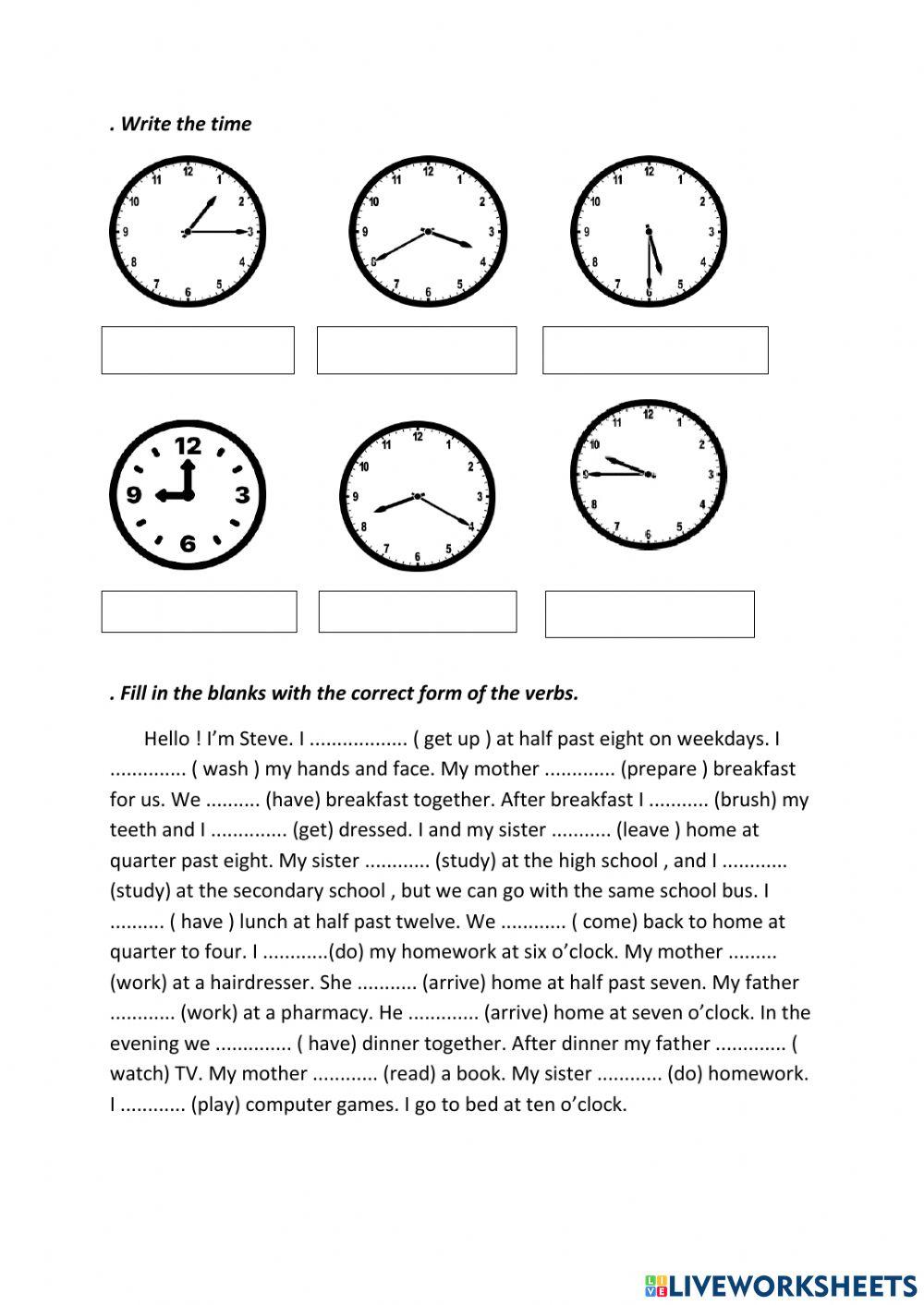 daily-routine-online-exercise-for-5-live-worksheets
