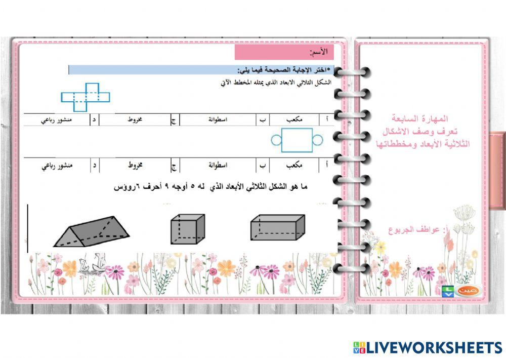 وصف الاشكال الثلاثية الأبعاد ومخططاتها وصف الاشكال الثلاثية الأبعاد ومخططاتها
