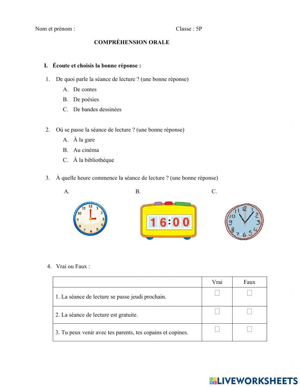 Compréhension Orale 5P