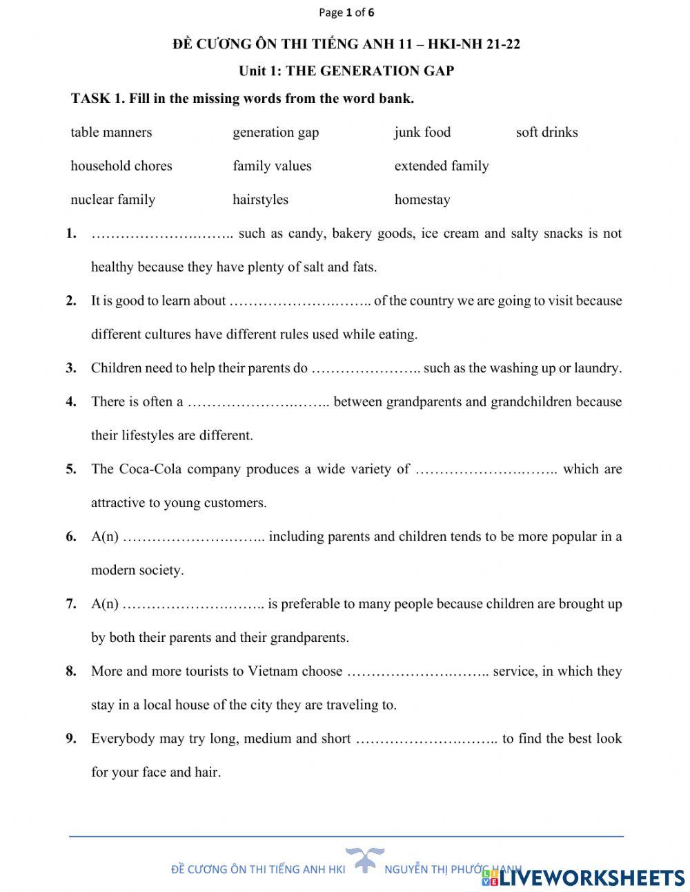 Unit 1-the generation gap