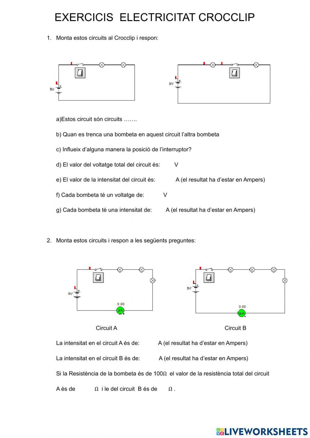 Exercicis d'electricitat amb Crocclips