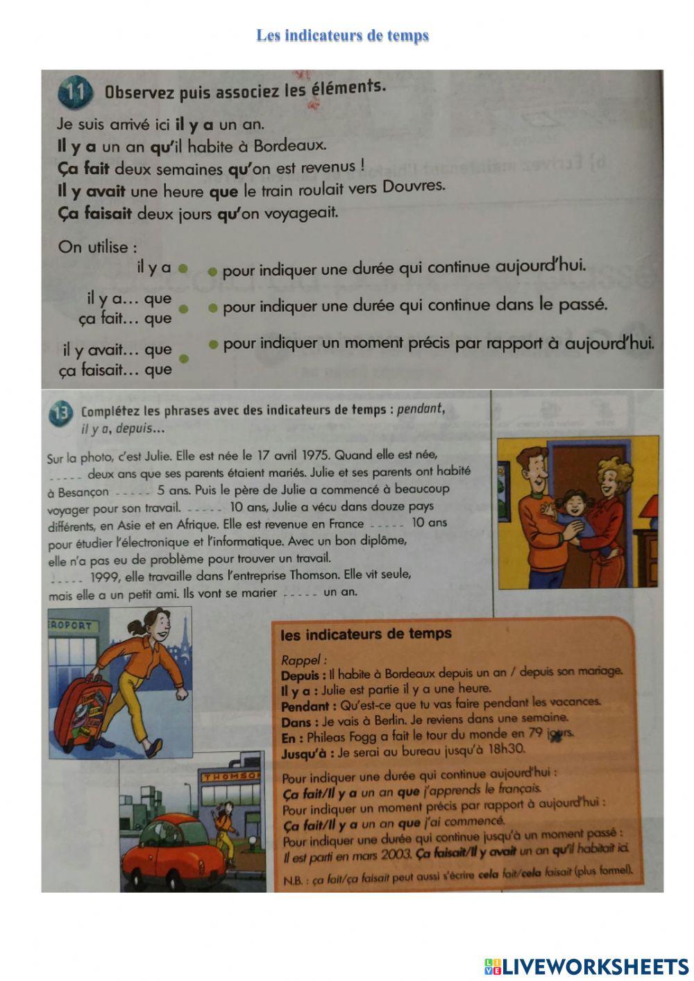 Les indicateurs de temps - Connexions 2