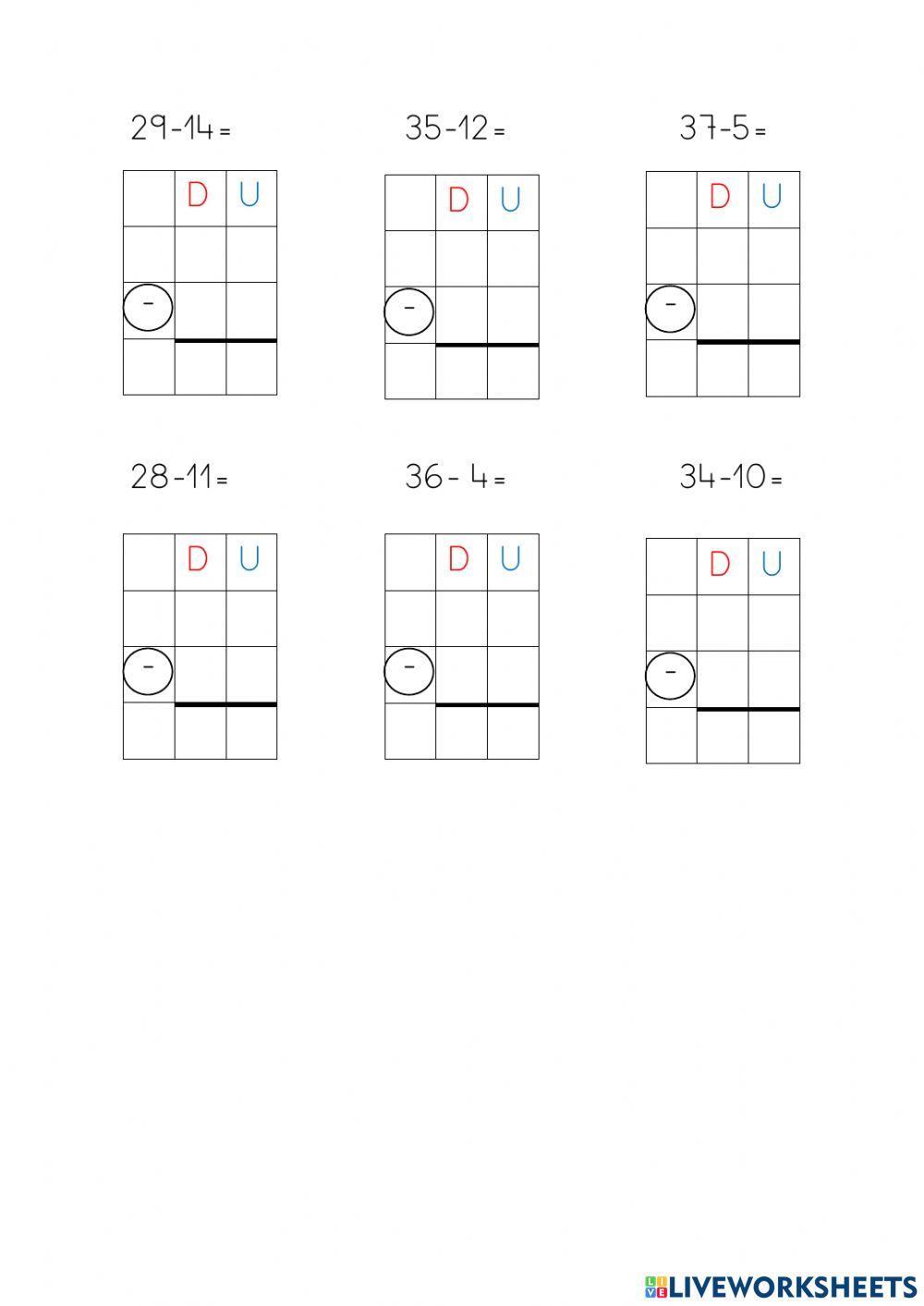 Restas de dos cifras sin llevadas