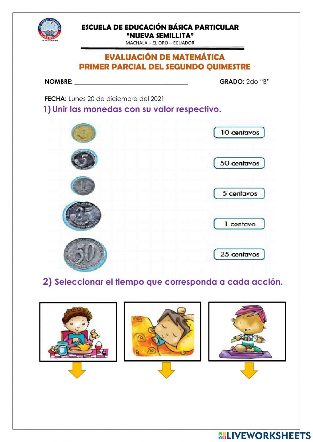 Evaluación de matemática