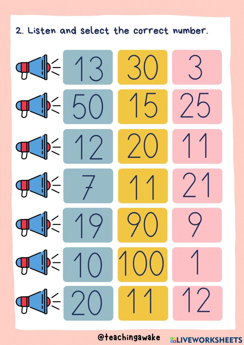 colours and numbers