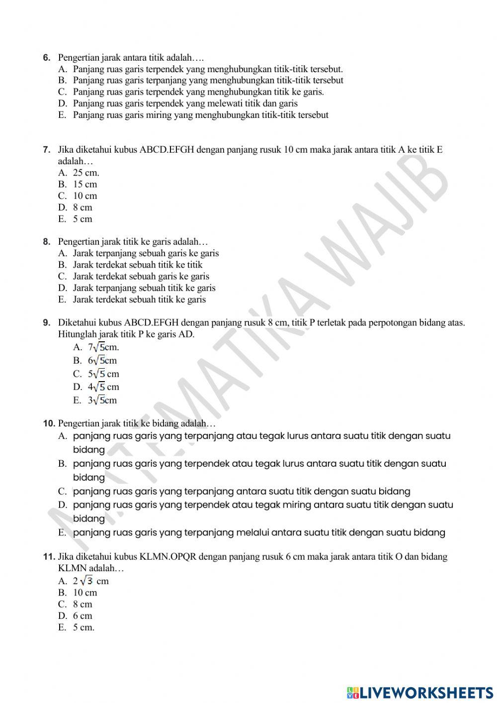 Soal ujian matematika