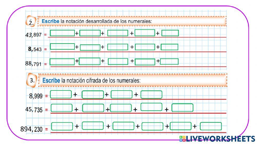 Notación de un número