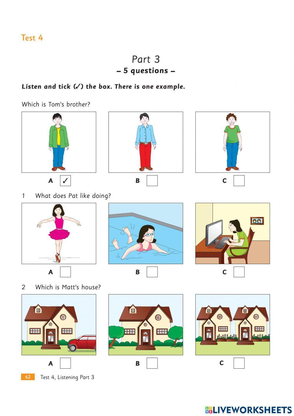 LISTENING STARTERS TEST 4 ( STARTERS PLUS) NEW 1