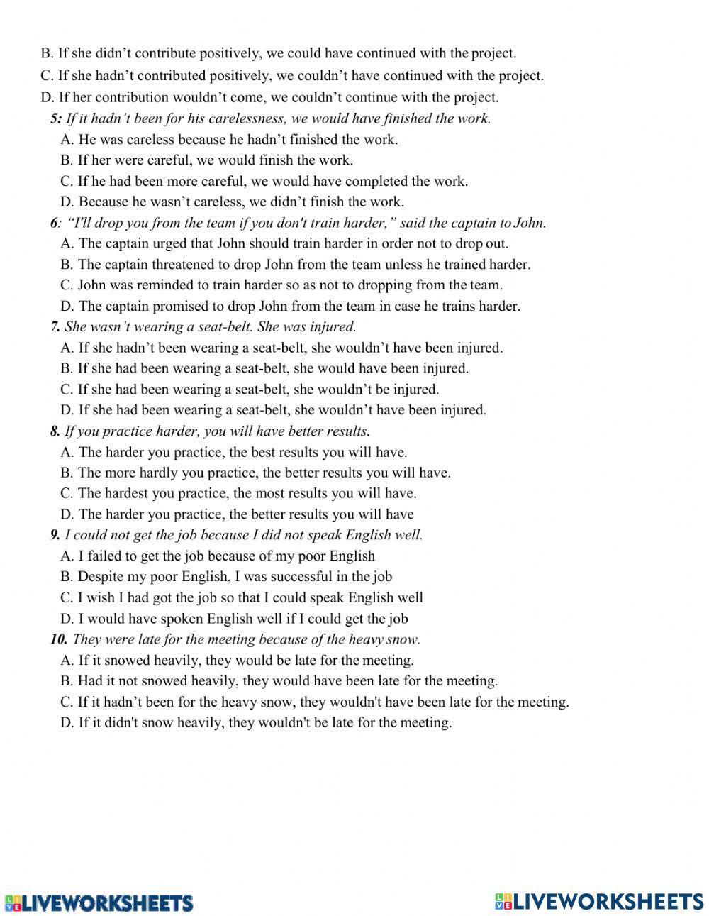 Grade 9 Super- Conditional- Inversion