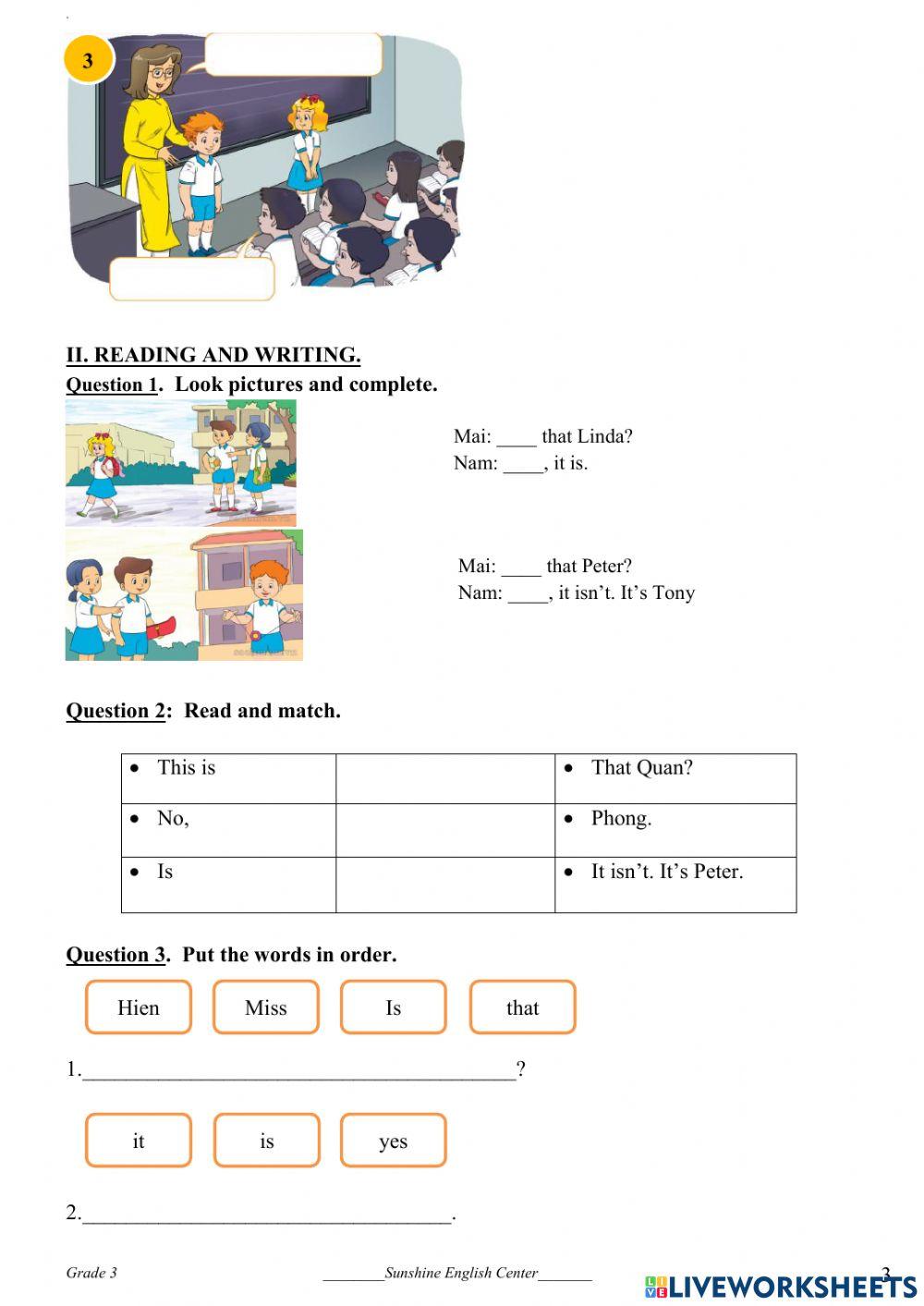 Enlish 3 test 6 (unit 3)