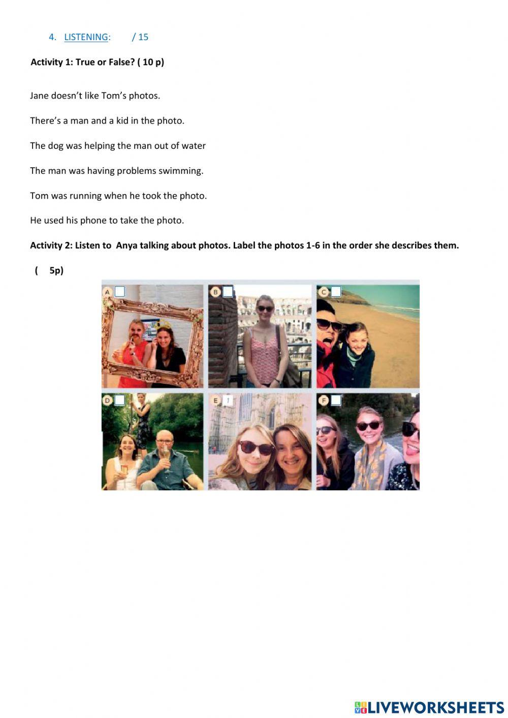 End of year test pre int