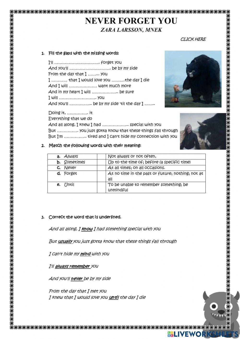 I NEVER FORGET YOU(Adverbs of frequency)