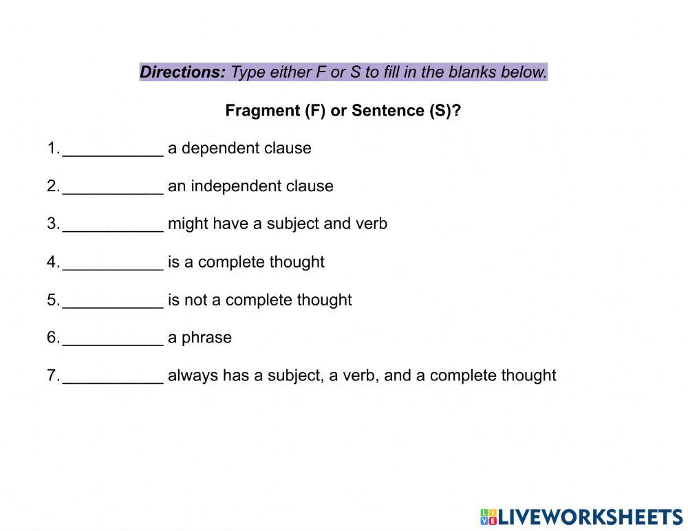 Sentence or Fragment