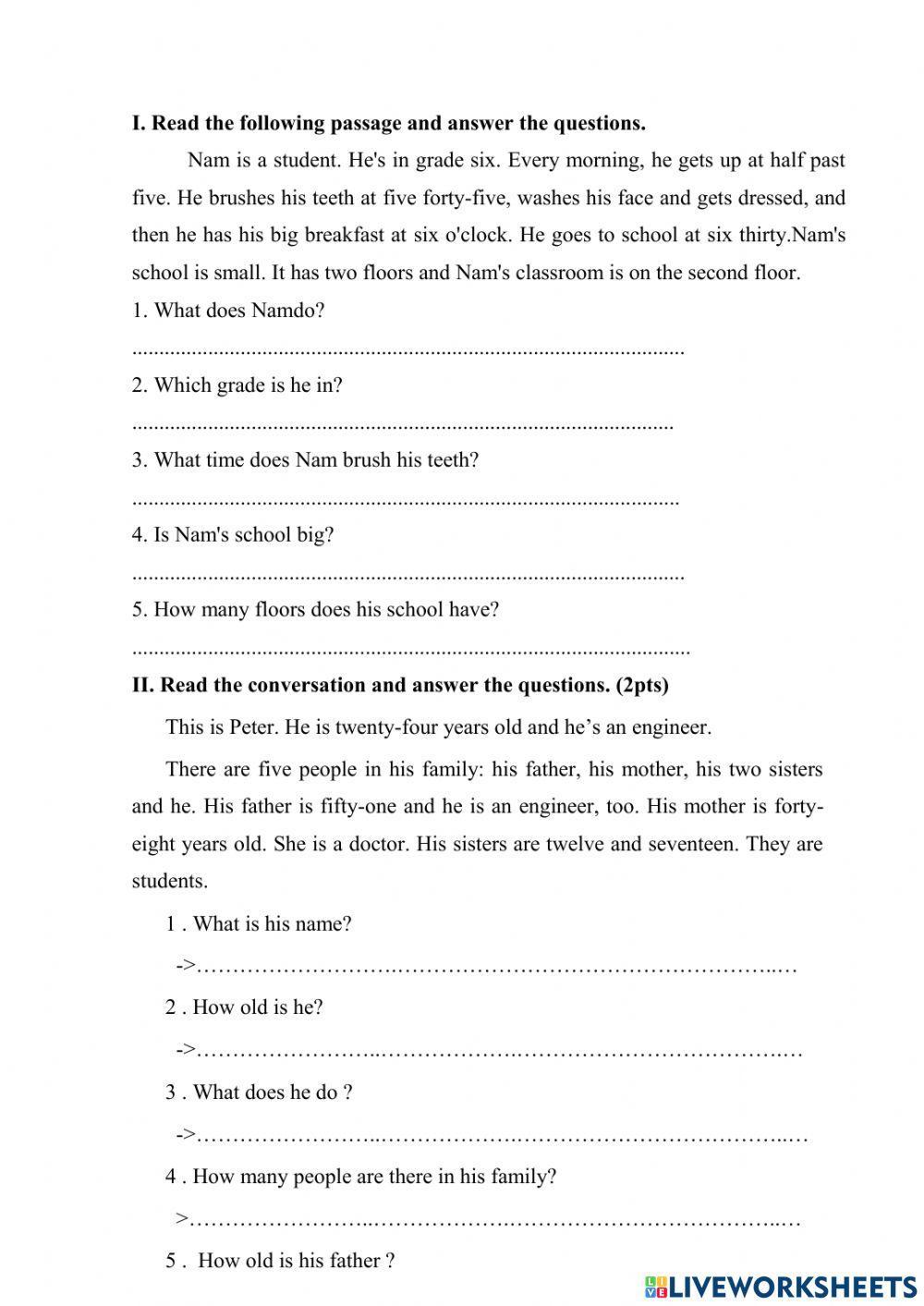 Reading comprehension