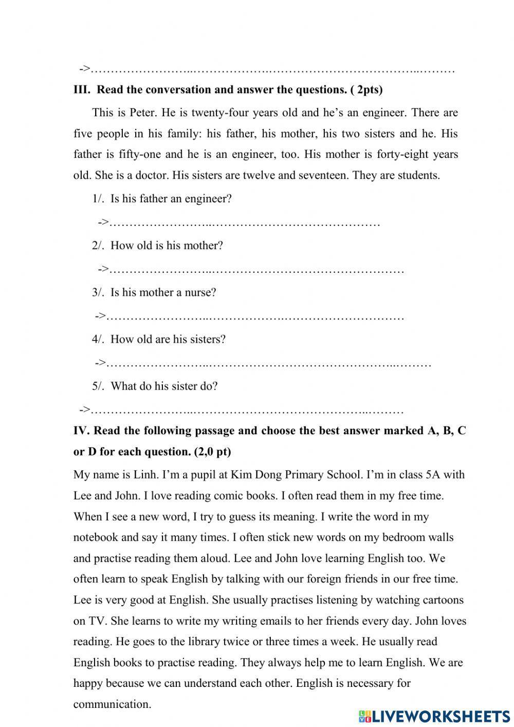 Reading comprehension