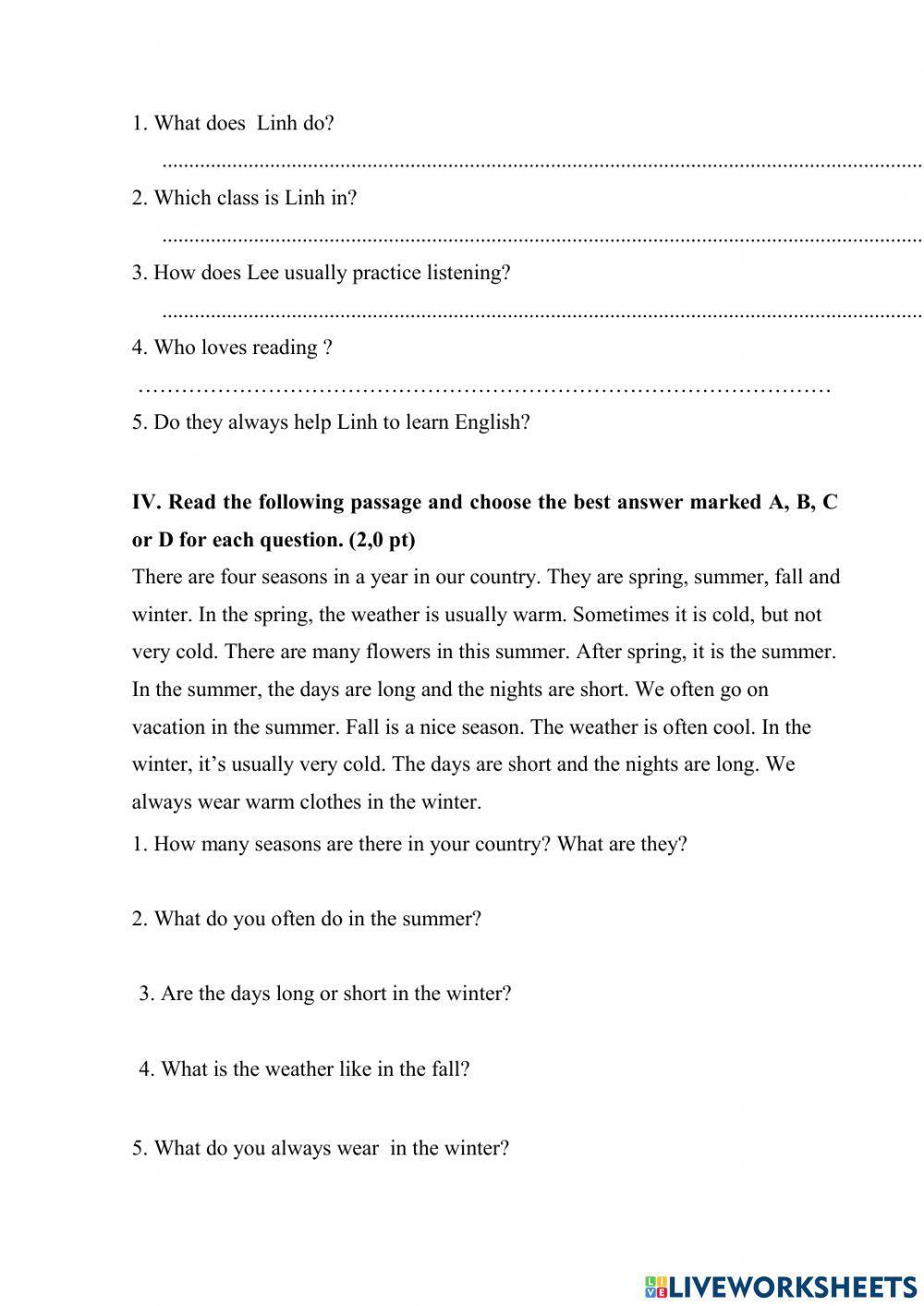 Reading comprehension