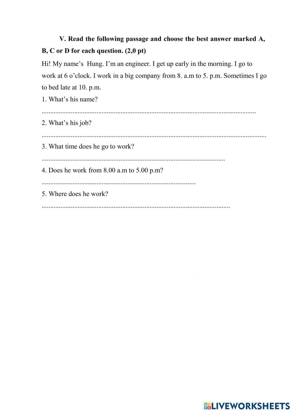 Reading comprehension