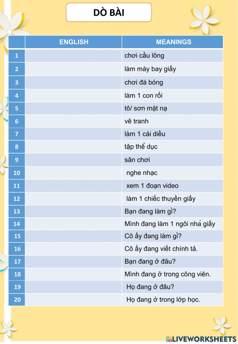 Dò bài lớp 4 5-12