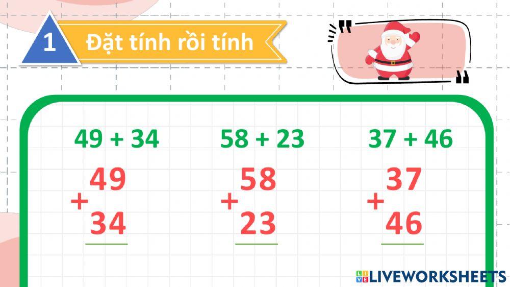 Tuần 11 - phép cộng có nhớ trong phạm vi 100