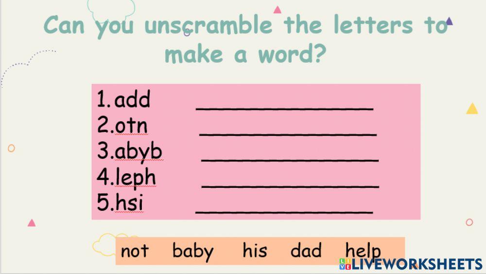 Unscramble the sight words