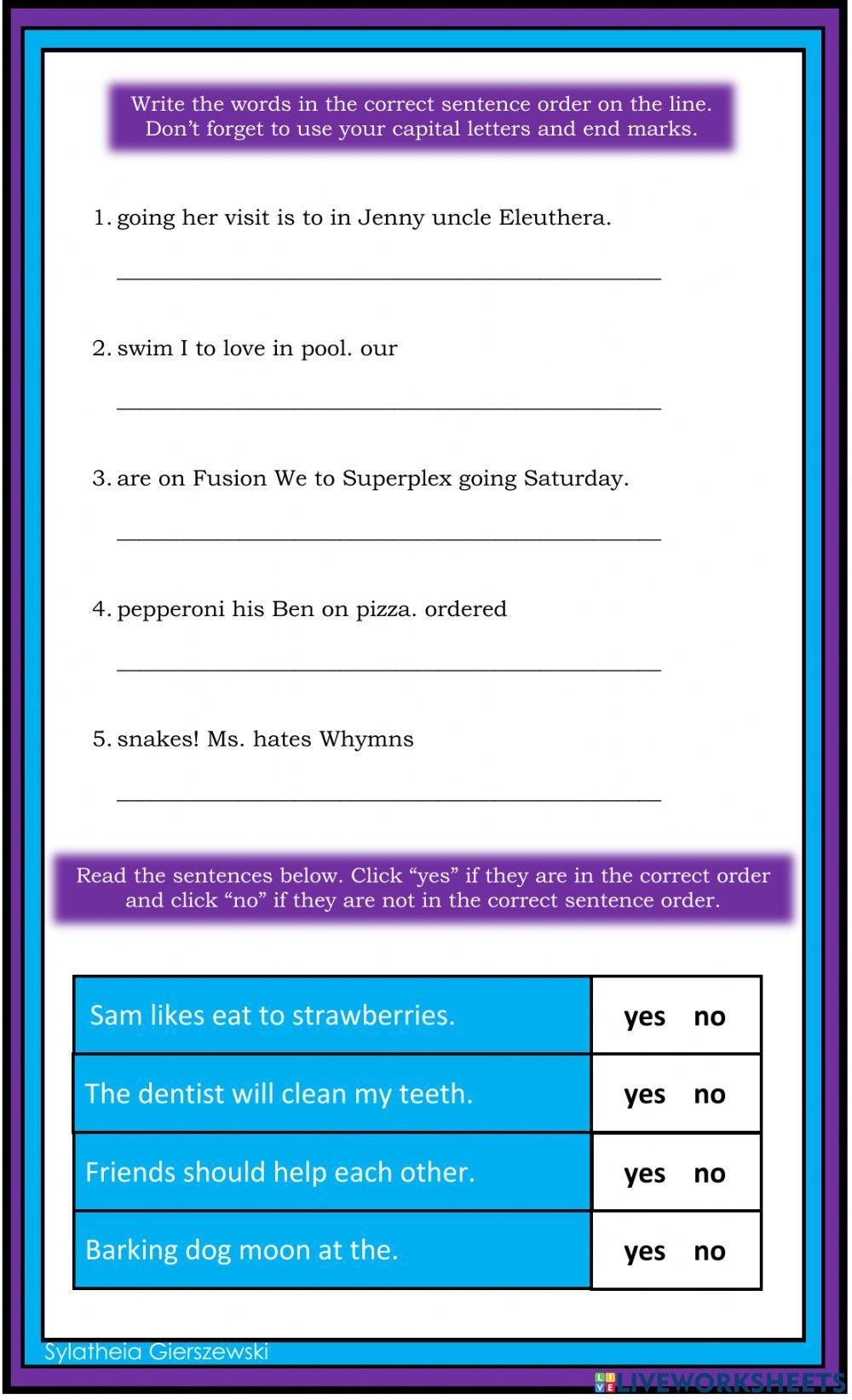 Word Order Word Order