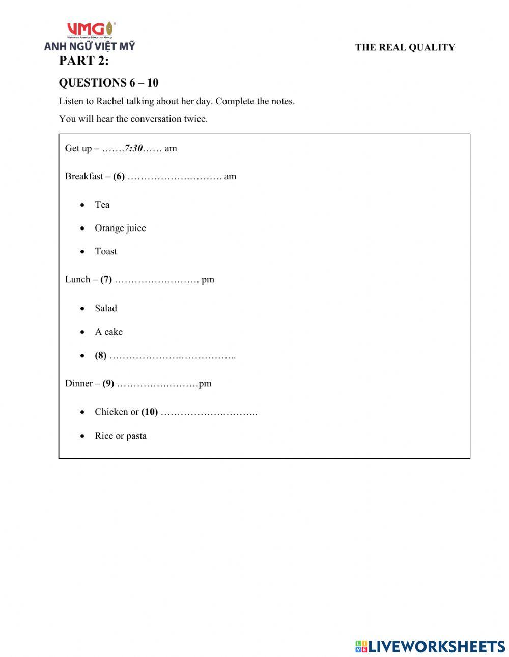Ket 4 - Midterm - Listening