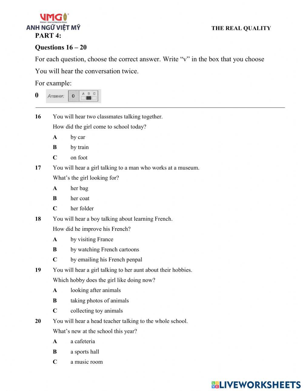 Ket 4 - Midterm - Listening
