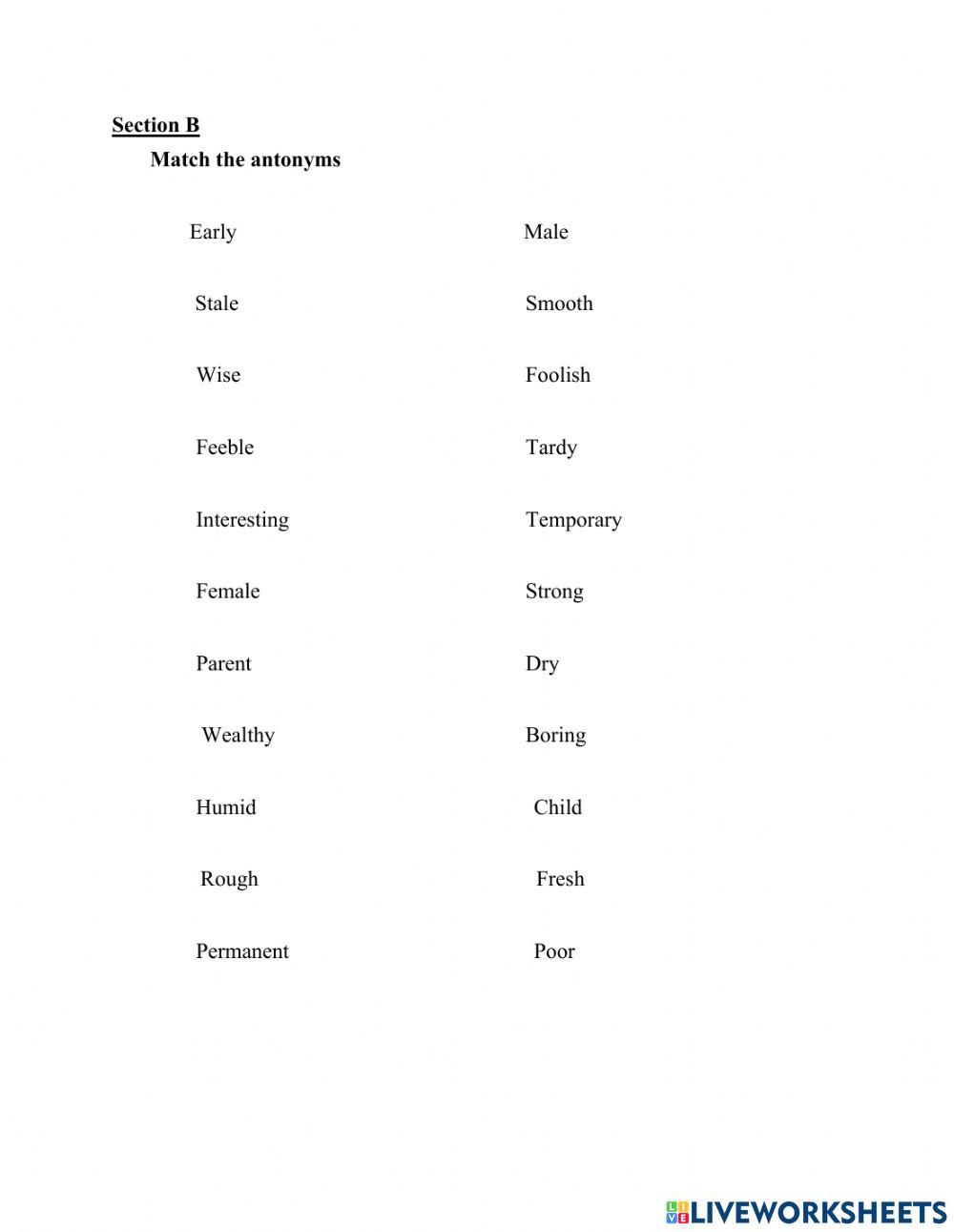 Std 2 Vocabulary Test