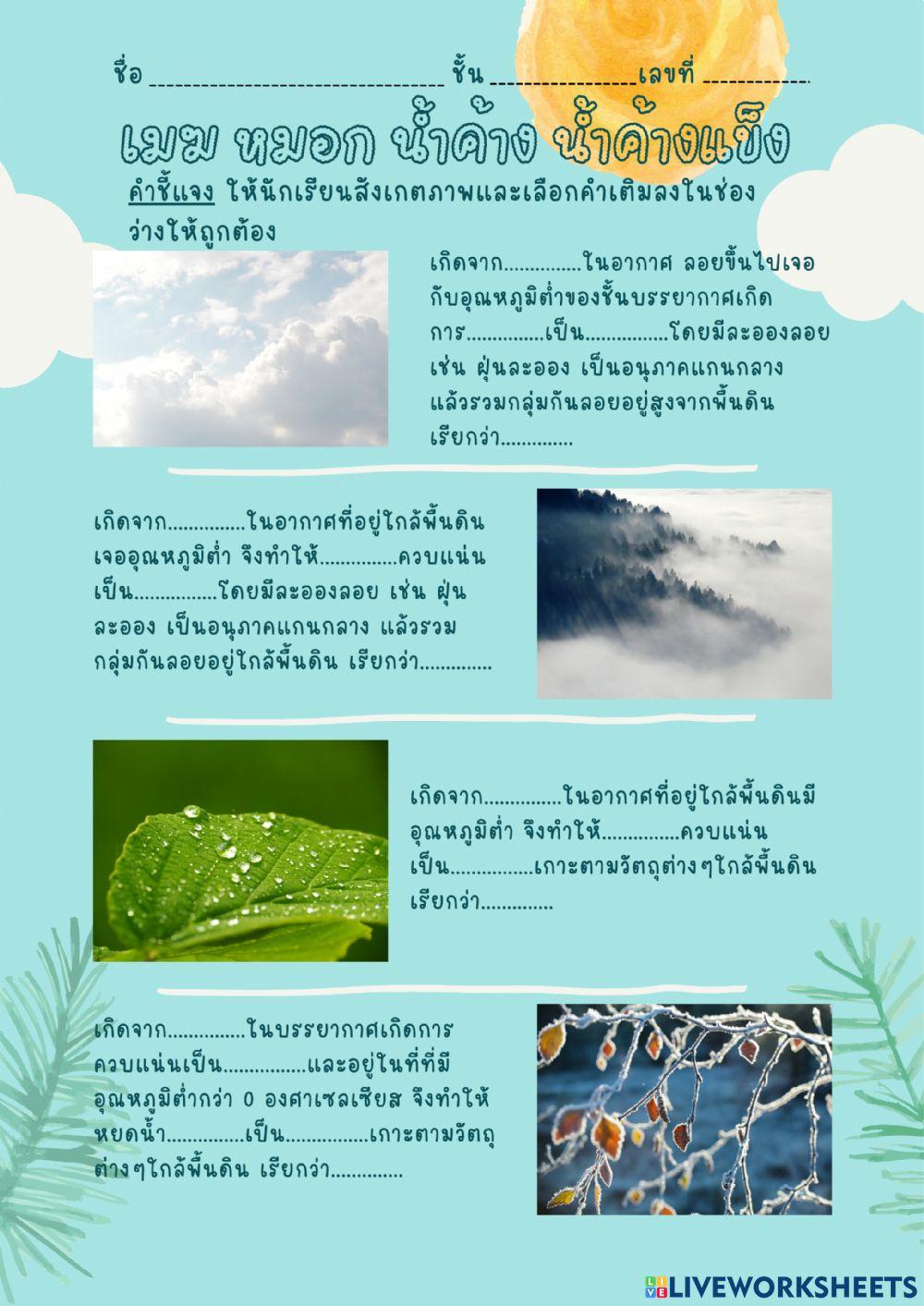 เมฆ หมอก น้ำค้าง น้ำค้างแข็ง