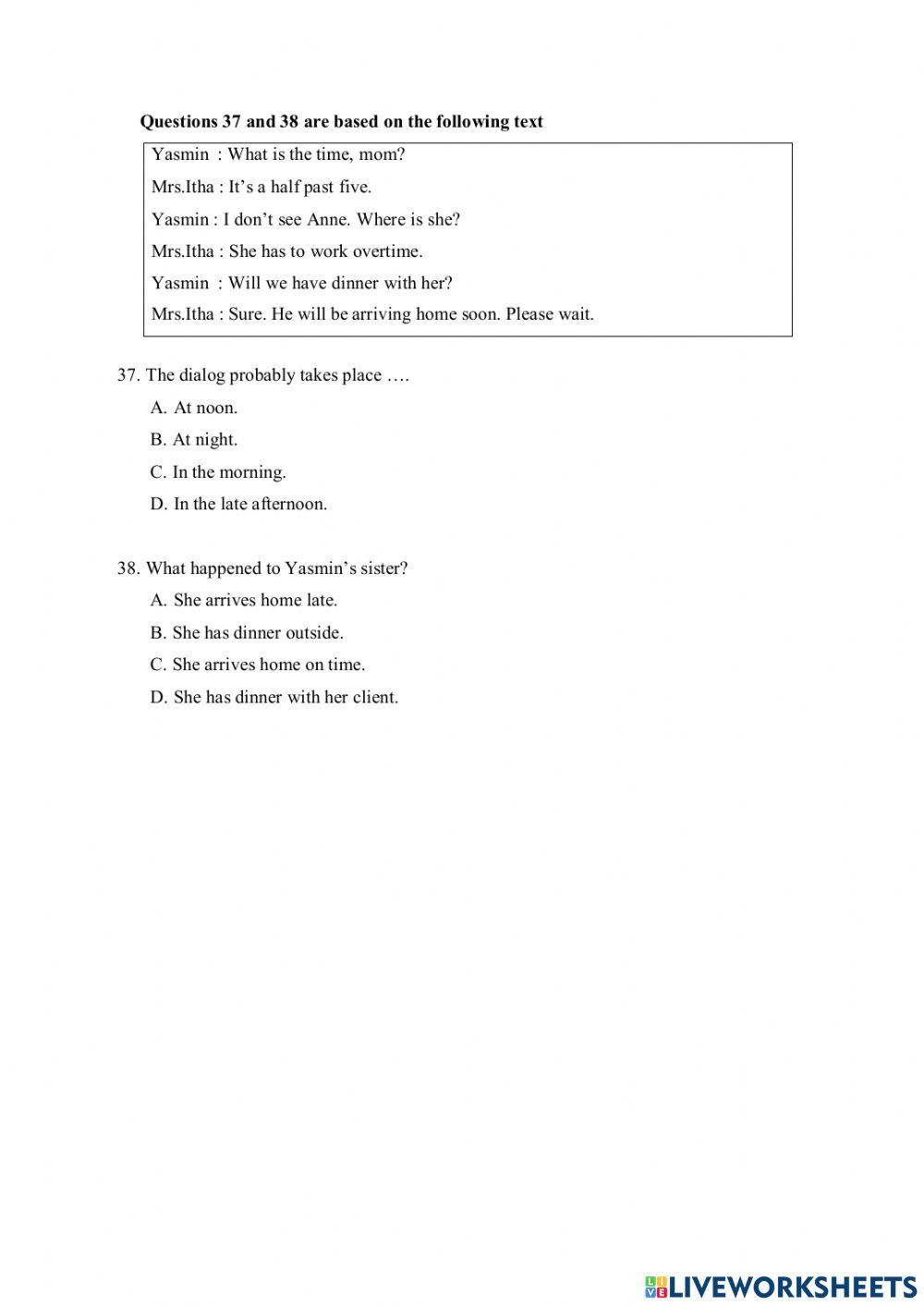 SOAL Pas Bahasa Inggris Kelas 7 No 28-40