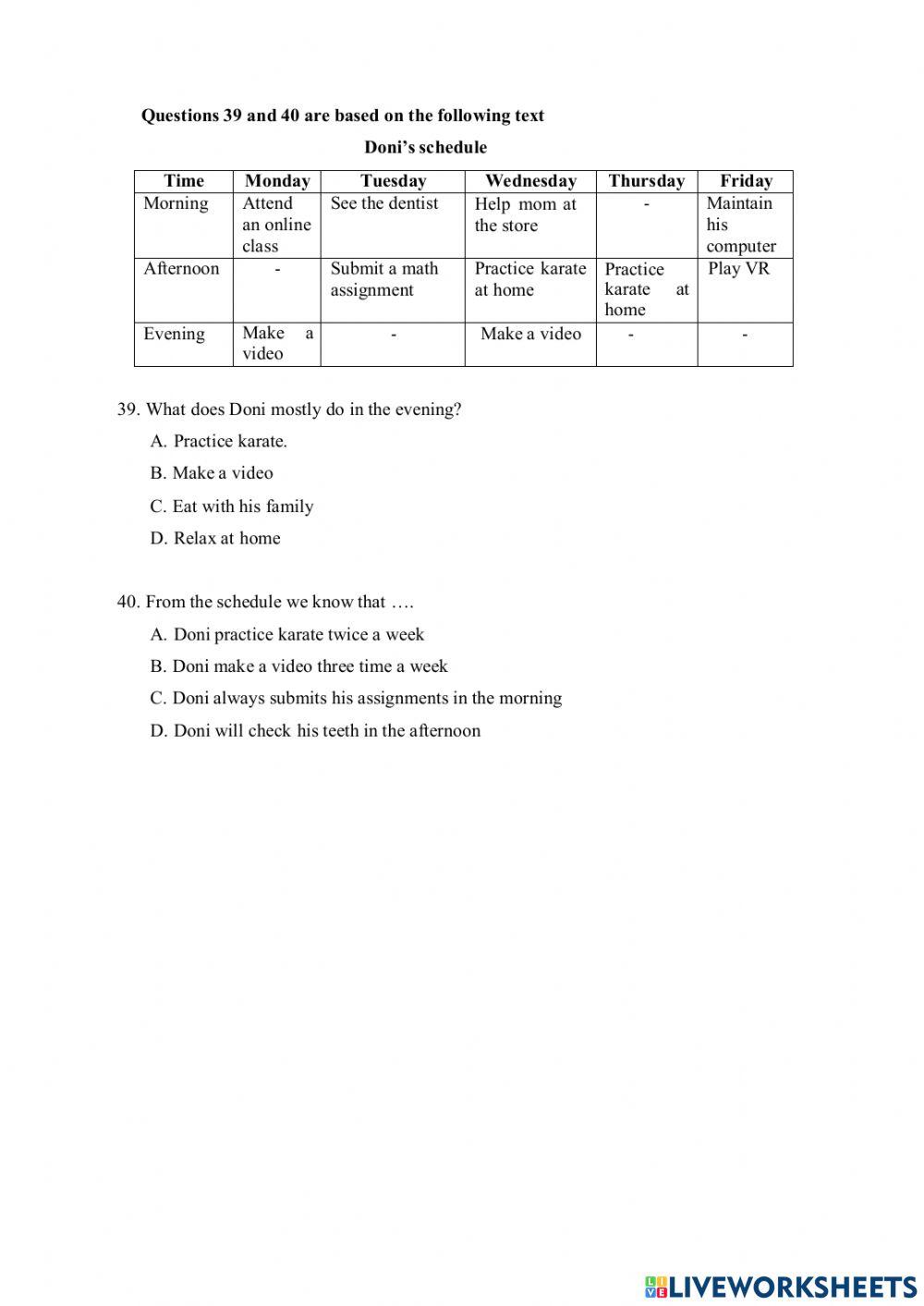 SOAL Pas Bahasa Inggris Kelas 7 No 28-40