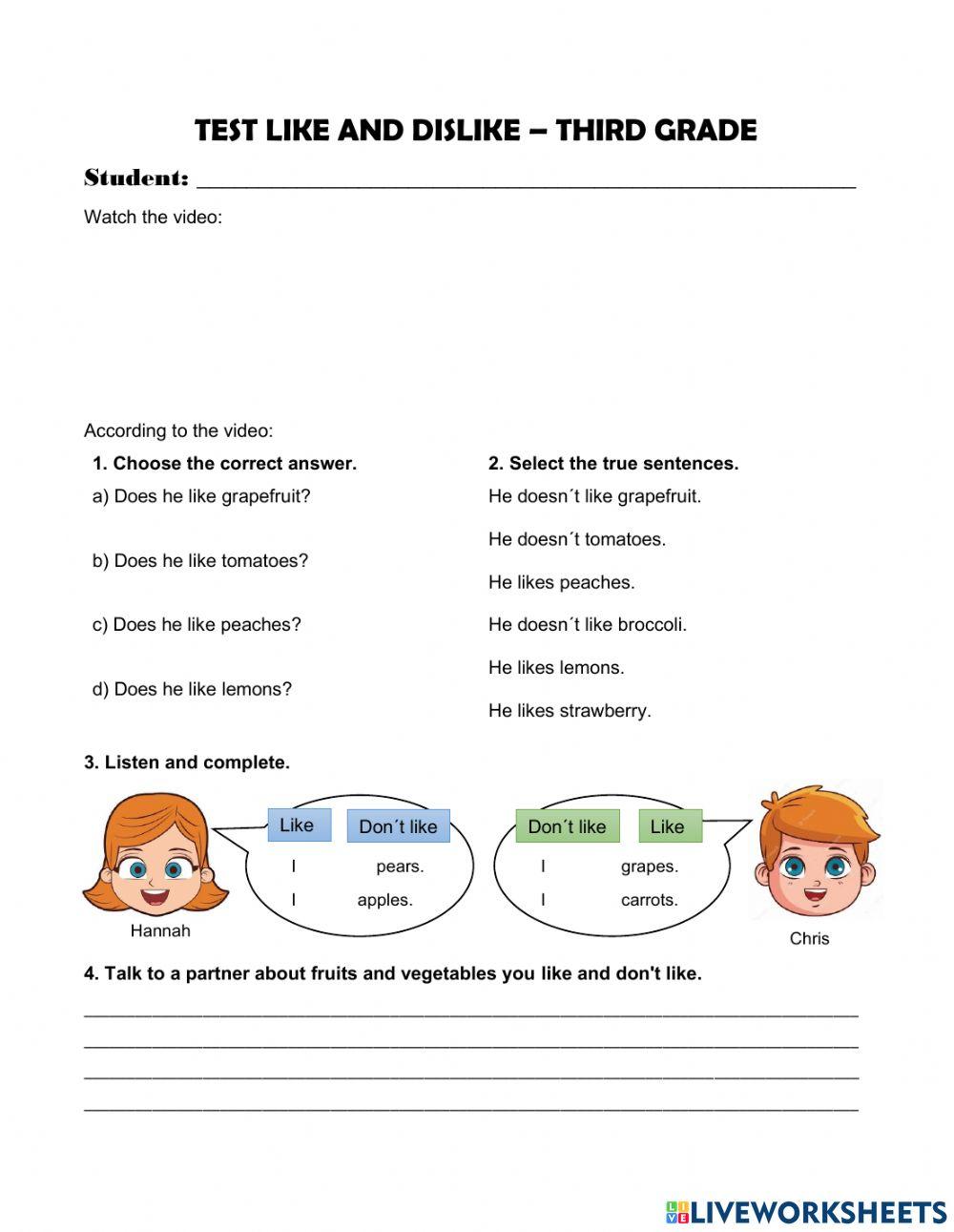 Test like and dislike