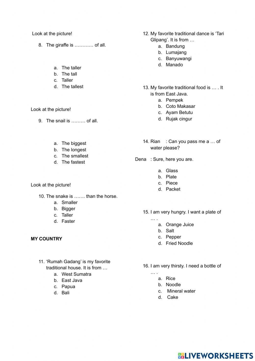 Latihan soal bahasa inggris grade 6 semester1