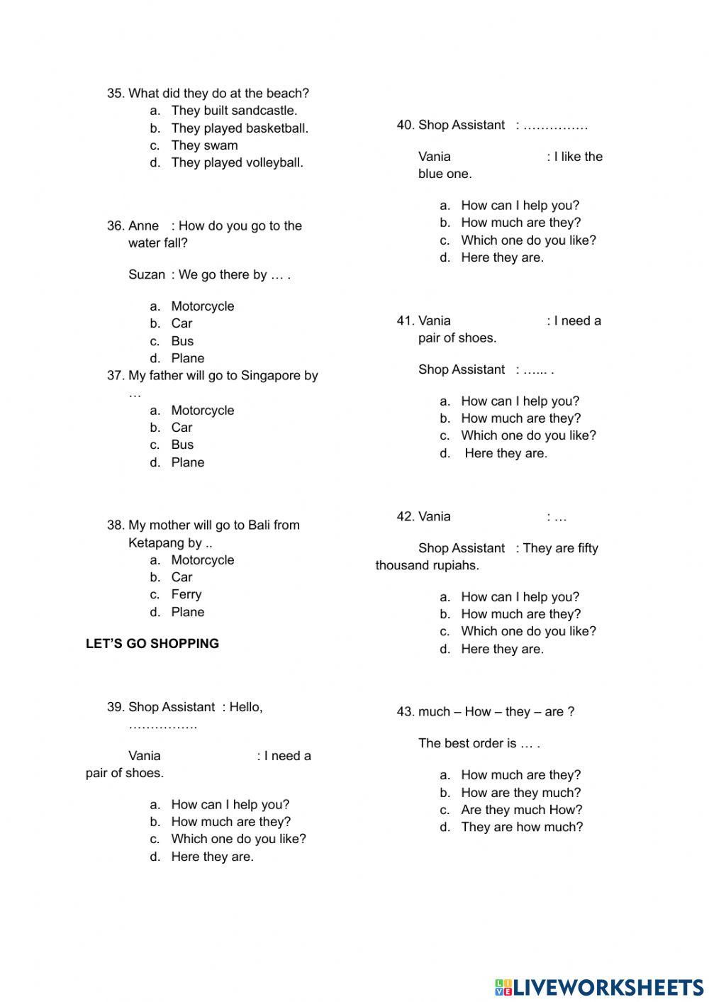 Latihan soal bahasa inggris grade 6 semester1