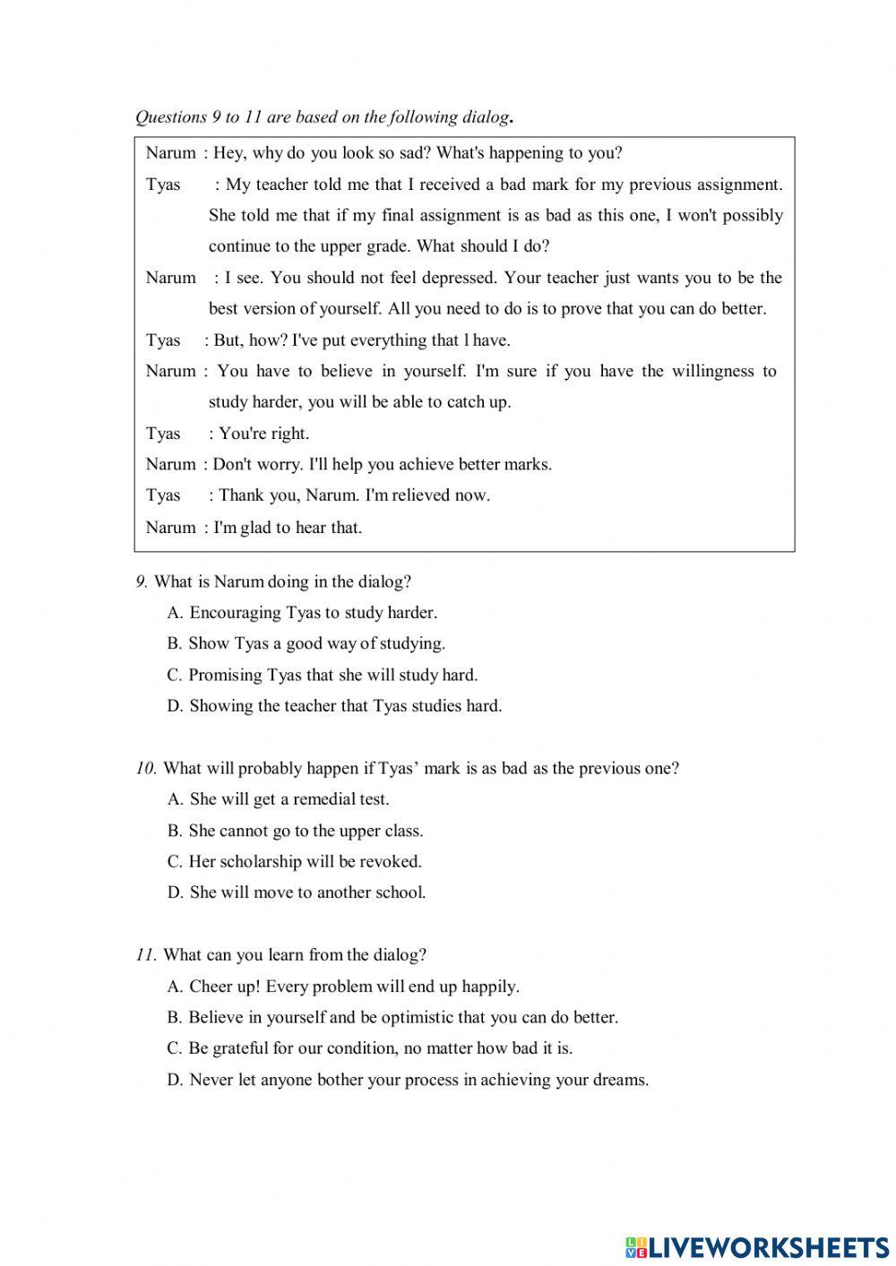 Soal PAS Bahasa Inggris Kelas 8 No. 1-20