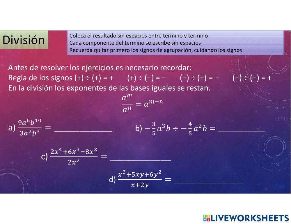 Operaciones con expresiones algebraicas